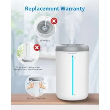 INSENVO Humidifiers for Bedroom Large Room, 4.5L Air Humidifier for Plants Baby Nursery Home Office, 1.18Gal Top Fill Ultrasonic Cool Mist Humidifiers with 3 Mist Levels, Auto Shut-Off, Night Light