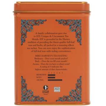 Harney & Sons Caffeinated Hot Cinnamon Sunset Black Tea with Orange and Cloves Tin 20 Sachets (Pack of 1)