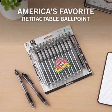 Zebra Z-Grip Retractable Ballpoint Pens 24 Pack