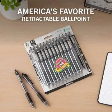 Zebra Z-Grip Retractable Ballpoint Pens 24 Pack