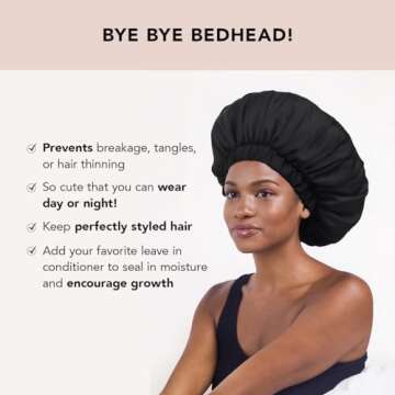 Kitsch XL Satin Sleeping Bonnets for Women - Softer Than Silk Hair Bonnet for Sleeping, Night Cap fo...