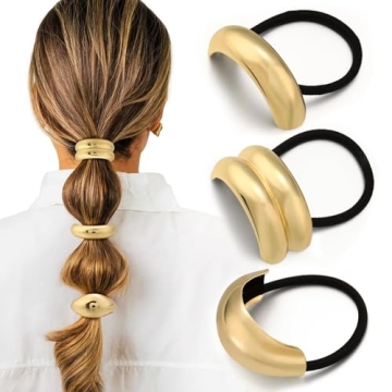 3PCS Gold Hair Ties - Elegant Durable Design for Thick Hair, Stylish Hair Accessories