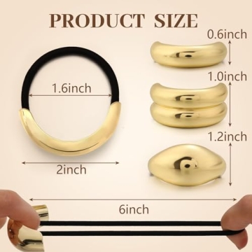 Elegant 3PCS Gold Hair Ties, Perfect for Thick Hair