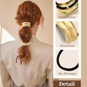 Elegant 3PCS Gold Hair Ties, Perfect for Thick Hair