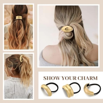 Elegant 3PCS Gold Hair Ties, Perfect for Thick Hair
