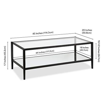 Henn&Hart 45" Wide Rectangular Coffee Table with Mirror Shelf in Blackened Bronze, Modern coffee tables for living room, studio apartment essentials