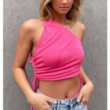 Stylish Pink One Shoulder Crop Top for Summer