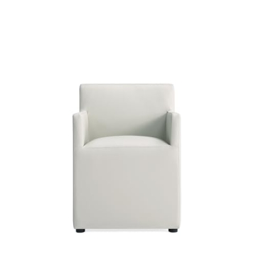 Manhattan Comfort Anna Square Modern Dining Chair with Arms, Luxurious Faux Leather Accents
