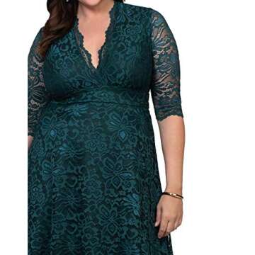 Kiyonna Women's Plus Size Mademoiselle Midi Lace Cocktail Dress for Wedding Guest, Mother of The Gro...