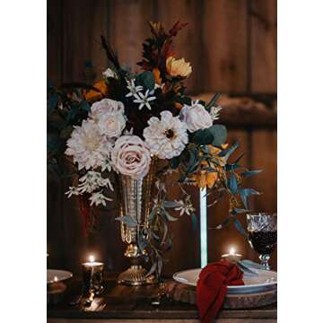 Afloral Distressed Gold Metal Fluted Vase