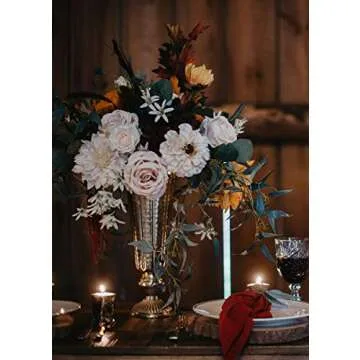 Afloral Distressed Gold Metal Fluted Vase