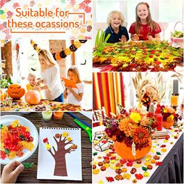 Whaline 220 Pcs Acrylic Fall Decorations, Mini Fall Leaves Pumpkin Marbles Pine Cones Autumn Table Scatter Vase Filler for Fall, Autumn and Thanksgiving Decor, Preschool Counting