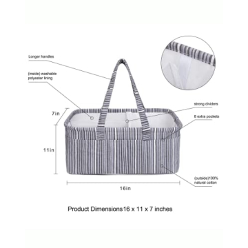 Stylish Gray Diaper Caddy Organizer for Baby Needs