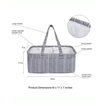 Stylish Gray Diaper Caddy Organizer for Baby Needs