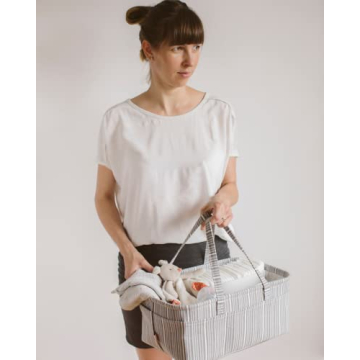 Stylish Gray Diaper Caddy Organizer for Baby Needs