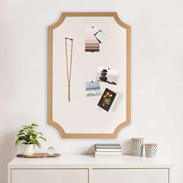 Kate and Laurel Holbrook Modern Scalloped Fabric Pinboard, 24 x 36, Gold, Decorative Bulletin Board for Wall