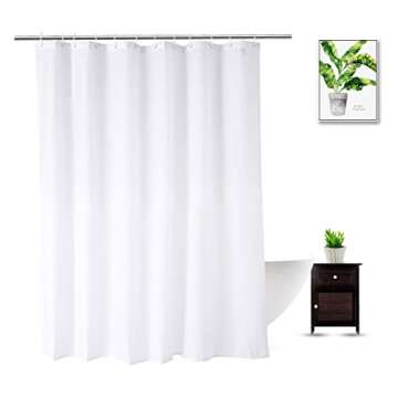WellColor Shower Curtain Liner 76 Inches Long, Heavy Duty Water Repellent Polyester Bathroom Fabric ...