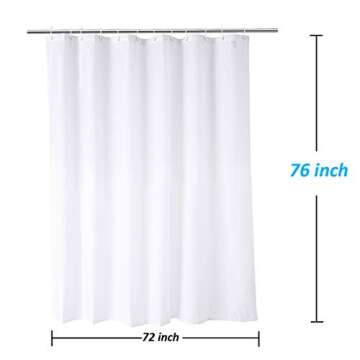 WellColor Shower Curtain Liner 76 Inches Long, Heavy Duty Water Repellent Polyester Bathroom Fabric Shower Curtains for Spa and Hotel Quality, Machine Washable, 72 x 76 Inch