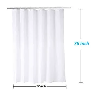 WellColor Shower Curtain Liner 76 Inches Long, Heavy Duty Water Repellent Polyester Bathroom Fabric Shower Curtains for Spa and Hotel Quality, Machine Washable, 72 x 76 Inch