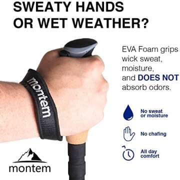 Montem Ultra Strong Trekking, Walking, and Hiking Poles - One Pair (2 Poles) - Collapsible, Lightweight, Quick Locking, and Ultra Durable (Black Matte (EVA Foam Grip))