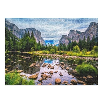 Yosemite National Park, California - Valley View Featuring El Capitan, Cathedral Rock, The Merced Ri...