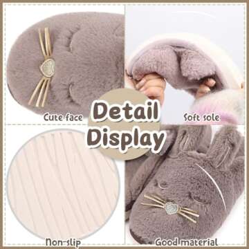 Caramella Bubble Bunny Slippers for Women Fuzzy Cute Animal Memory Foam House Rabbit Slippers Indoor Outdoor