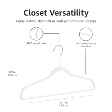Stylish Velvet Non-Slip Clothes Hangers - 50-Pack Ivory/Rose Gold