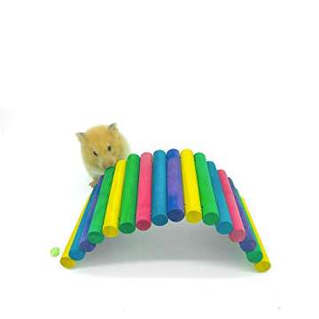 2pcs Hamster Suspension Bridge Toy Hamster Chew Toys,Syrian Hamster Ramp,Sugar Glider Wooden Bridge,...