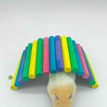 2pcs Hamster Suspension Bridge Toy Hamster Chew Toys,Syrian Hamster Ramp,Sugar Glider Wooden Bridge, Cage Accessories Toys for Hamster Gerbils Sugar Glider Mouse