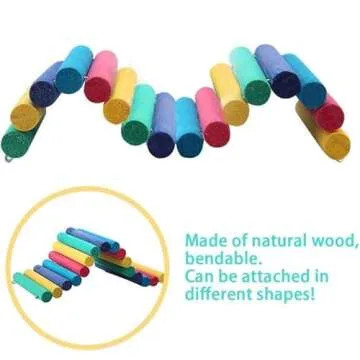 2pcs Hamster Suspension Bridge Toy Hamster Chew Toys,Syrian Hamster Ramp,Sugar Glider Wooden Bridge, Cage Accessories Toys for Hamster Gerbils Sugar Glider Mouse