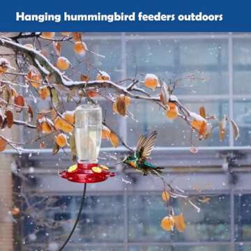 Heated Hummingbird Feeder for Outdoor Winter,Bird Nectar Feeder for Garden Decor,Window Hanging with a Suction Cup and Installation Bracket,Prevents Water Freezing in Cold Weather(1pc)
