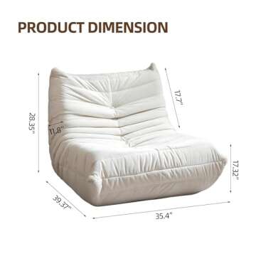 Bean Bag Chair for Adults, Big Beanbag Chair with Memory Foam, Fireside Chair Lazy Floor Sofa Couch,...