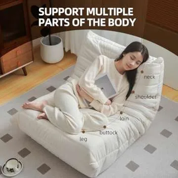 Bean Bag Chair for Adults, Big Beanbag Chair with Memory Foam, Fireside Chair Lazy Floor Sofa Couch, Togo Chair for Home, Apartment, Living Room or Gaming Venue,No Installation