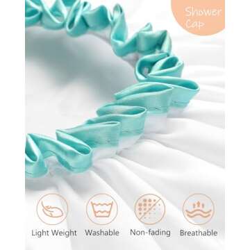 Mikimini White Shower Caps for Women Long Hair, 2 Pack