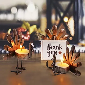 ALLADINBOX Turkey Tea Light Holders for Thanksgiving Decor