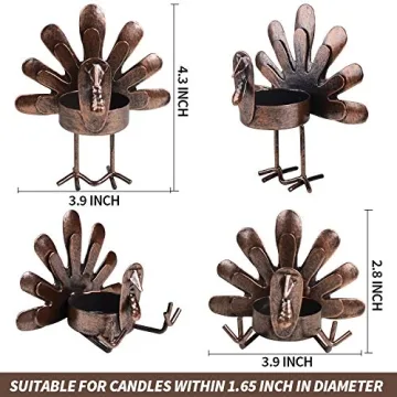 ALLADINBOX Turkey Tea Light Holders for Thanksgiving Decor