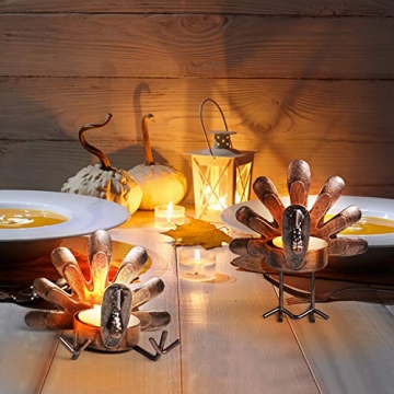 ALLADINBOX Turkey Tea Light Holders for Thanksgiving Decor
