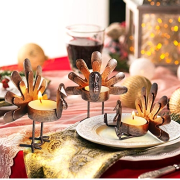 ALLADINBOX Turkey Tea Light Holders for Thanksgiving Decor