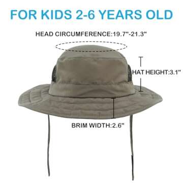 Connectyle Kids UPF 50+ Bucket Sun Hat UV Sun Protection Hats Wide Brim Summer Beach Hat Army Green