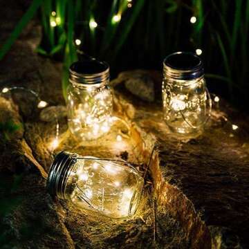 ANGMLN Solar Mason Jar Lights Lids, 10 Pack 30 LED Solar Fairy Lights for Regular Mouth Mason Jars, ...