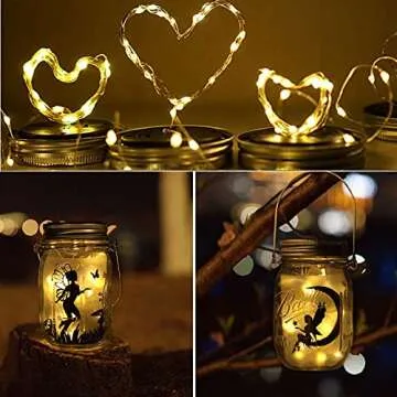 ANGMLN Solar Mason Jar Lights Lids, 10 Pack 30 LED Solar Fairy Lights for Regular Mouth Mason Jars, Outdoor Hanging Mason Jar Lights for Garden Yard Decor, Wedding Christmas Gifts (Jars Not Included)