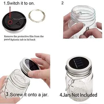 ANGMLN Solar Mason Jar Lights Lids, 10 Pack 30 LED Solar Fairy Lights for Regular Mouth Mason Jars, Outdoor Hanging Mason Jar Lights for Garden Yard Decor, Wedding Christmas Gifts (Jars Not Included)