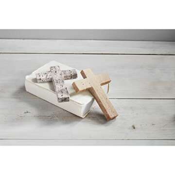 Mud Pie Travertine Cross, Cream, 6" x 4.5"