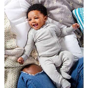 Burt's Bees Baby Unisex Baby 3-6 Months Sleepers, Organic Cotton Pajamas, Blue Distressed Camo, 1-Pack