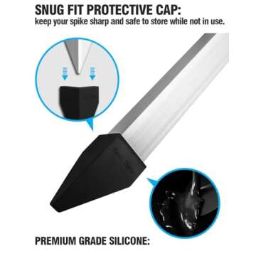 [2024 Upgraded] Exact Design Sand Spike with Bait Box,Protective Cap, Anodized Aluminum, Etched Measurements + Sand Flea Rake Holder (All in one Solution)