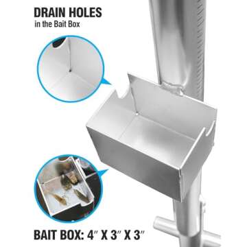 [2024 Upgraded] Exact Design Sand Spike with Bait Box,Protective Cap, Anodized Aluminum, Etched Measurements + Sand Flea Rake Holder (All in one Solution)