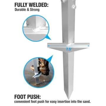 [2024 Upgraded] Exact Design Sand Spike with Bait Box,Protective Cap, Anodized Aluminum, Etched Measurements + Sand Flea Rake Holder (All in one Solution)