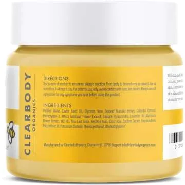 Clearbody Manuka Honey Eczema Cream – Organic Eczema Honey & Collodial Oatmeal Moisturizer for Soothing, Eczema, Dry & Itchy Skin – Face & Body Eczema Lotion - Plant-Based Formula (2oz)