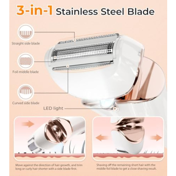 PRITECH Women's Electric Shaver Cordless Waterproof USB Rechargeable