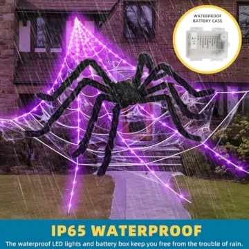 ININ 200" Halloween Spider Web with 250 LEDs and Spider